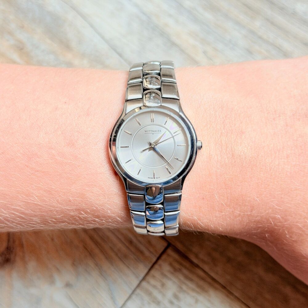 Wittnauer Biltmore Women's Swiss Quartz Watch 10L17 Stainless Steel Silver 7"